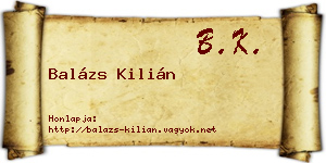 Balázs Kilián névjegykártya